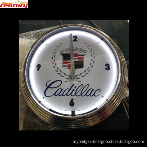 wholesale china factory price 15inch neon clock with chromed